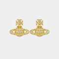 Planet Earrings Gold Tone With Crystal