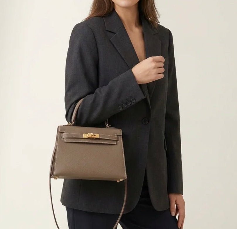 Brown Top Handle Tote Bag